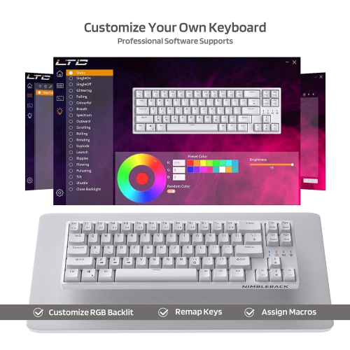 LTC NB681 Nimbleback Wired 65% Mechanical Keyboard, RGB Backlit Ultra-Compact 68 Keys Gaming Keyboard with Hot-Swappable Switch and Stand-Alone