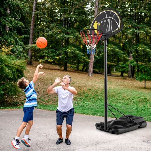 Costway 4.25-10FT Portable Adjustable Basketball Goal Hoop System with 2 Nets Fillable Base
