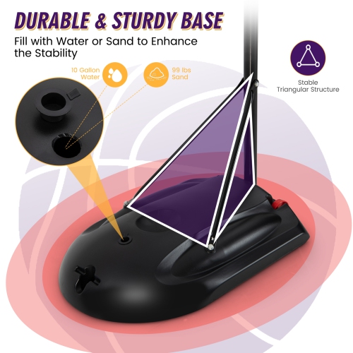 Costway 5.6-7.5FT Height Adjustable Basketball Hoop System Stand W/Wheels Adults & Youth