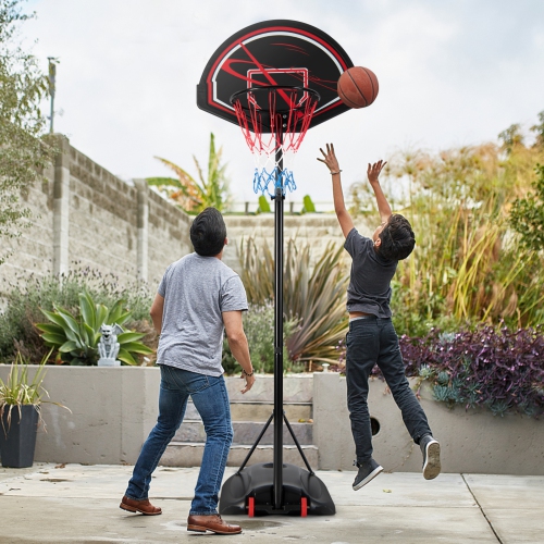 Costway 5.6-7.5FT Height Adjustable Basketball Hoop System Stand W/Wheels Adults & Youth
