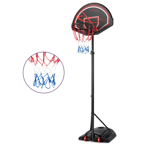 Costway 5.6-7.5FT Height Adjustable Basketball Hoop System Stand W/Wheels Adults & Youth