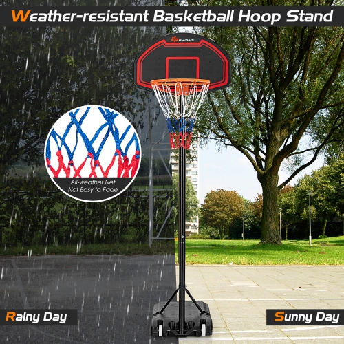 Costway Adjustable Kids Basketball Hoop Stand W/tough Net Shatterproof Backboard Wheel