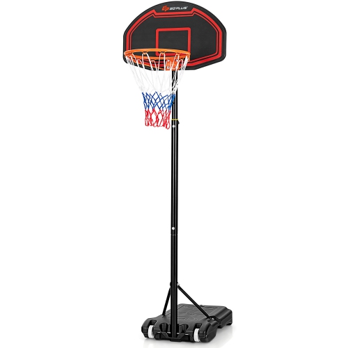 Costway Adjustable Kids Basketball Hoop Stand W/tough Net Shatterproof Backboard Wheel