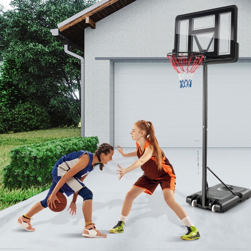 Costway 4.25-10FT Portable Adjustable Basketball Hoop System with 44" Backboard 2 Nets