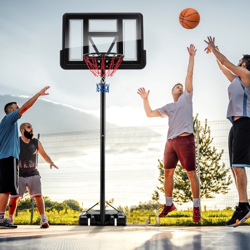 Costway 4.25-10FT Portable Adjustable Basketball Hoop System with 44" Backboard 2 Nets