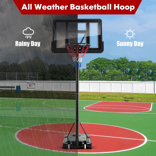 Costway 4.25-10FT Portable Adjustable Basketball Hoop System with 44" Backboard 2 Nets