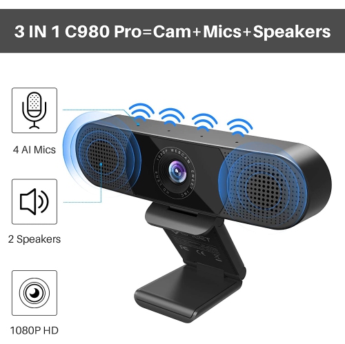 3 in 1 Conference Webcam 1080P Webcam with Microphone EMEET C980 Pro USB Camera