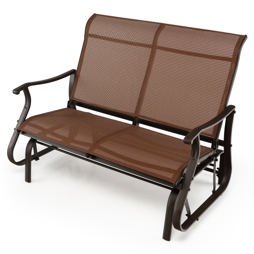 Costway 2-Person Patio Swing Glider Bench Loveseat Rocking Chair High Back Deck