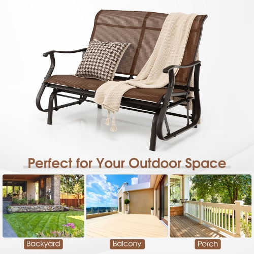 Costway 2-Person Patio Swing Glider Bench Loveseat Rocking Chair High Back Deck