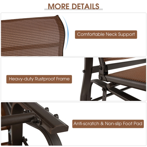 Costway 2-Person Patio Swing Glider Bench Loveseat Rocking Chair High Back Deck