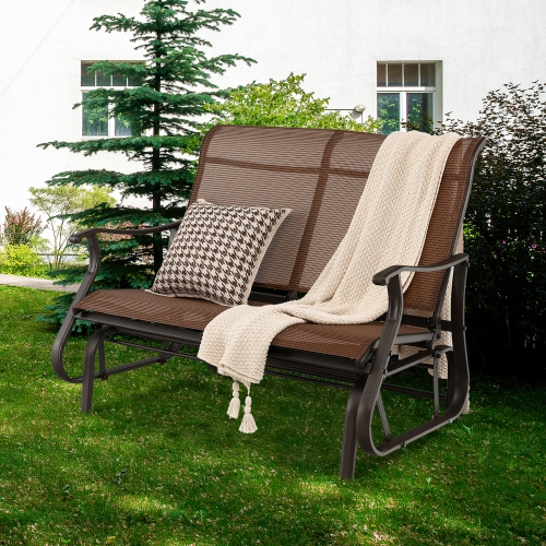 Costway 2-Person Patio Swing Glider Bench Loveseat Rocking Chair High Back Deck