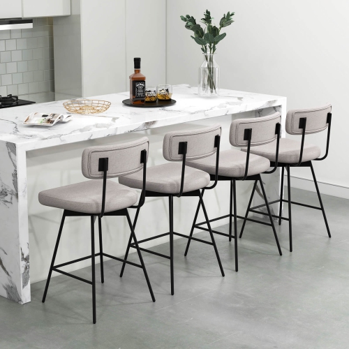 Costway Set of 4 Swivel Bar Stools Counter Height Upholstered Kitchen Dining Chair
