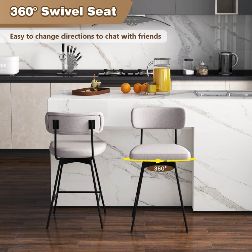 Costway Set of 4 Swivel Bar Stools Counter Height Upholstered Kitchen Dining Chair