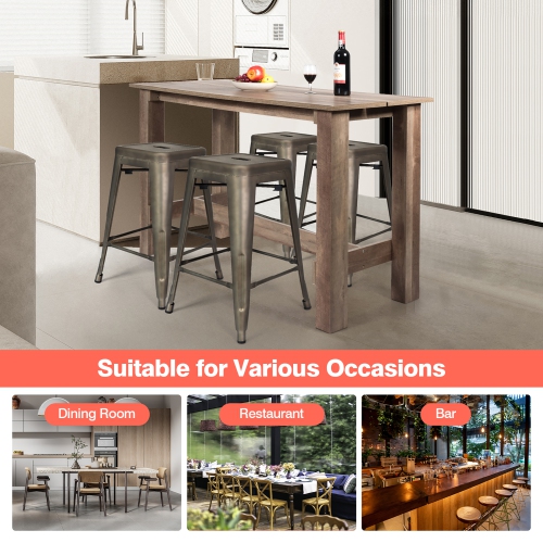 Costway 5 PCS Dining Table Set Kitchen Rectangular Counter Height Table W/ 4 Bar Stools