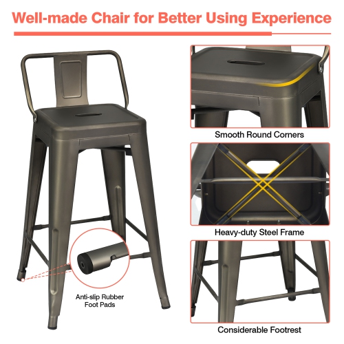 Costway 5 PCS Dining Table Set Kitchen Rectangular Counter Height Table W/ 4 Bar Stools