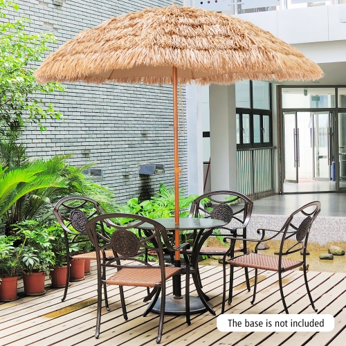 Costway 8 FT Patio Thatched Tiki Umbrella 8 Ribs Portable Hawaiian Hula Beach