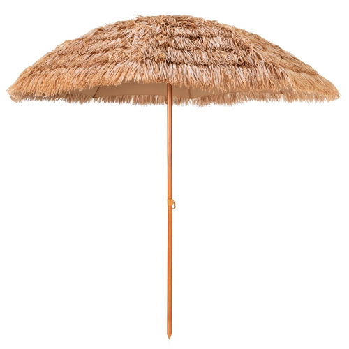 Costway 8 FT Patio Thatched Tiki Umbrella 8 Ribs Portable Hawaiian Hula Beach