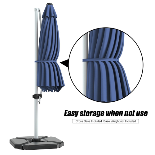 Costway 11' Patio Cantilever Offset Umbrella 360 degrees Rotation Aluminum Tilt