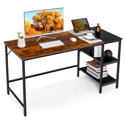 Costway 55" Computer Desk Writing Workstation Study Table Home Office with Bookshelf