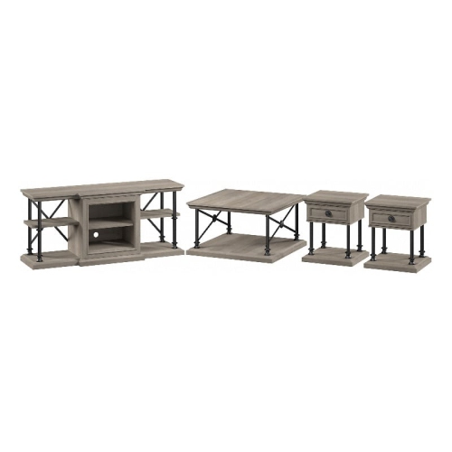 BUSH Coliseum 60W Tv Stand And Living Room Tables In Driftwood Gray - Engineered Wood