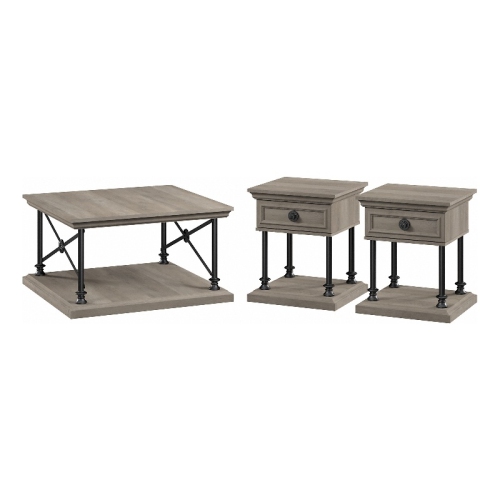 BUSH  Coliseum Square Coffee Table With End Tables Driftwood - Engineered Wood In Gray