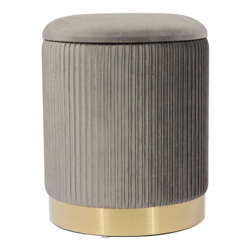 TOV FURNITURE  Zoe 14.2"h Transitional Velvet Storage Ottoman In In Gray