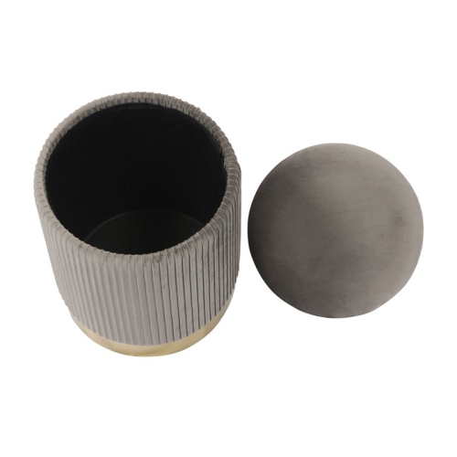 TOV Furniture Zoe 14.2"H Transitional Velvet Storage Ottoman in Gray