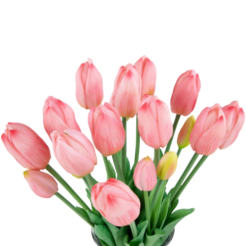 Real Touch™ Pink Artificial Tulip Floral Bundles, Set of 6 - 18"
