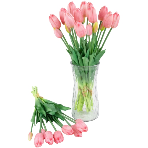 Real Touch™ Pink Artificial Tulip Floral Bundles, Set of 6 - 18"