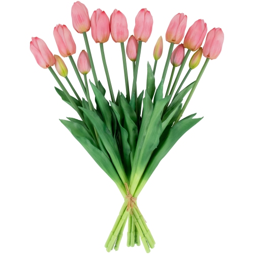 Real Touch™ Pink Artificial Tulip Floral Bundles, Set of 6 - 18"