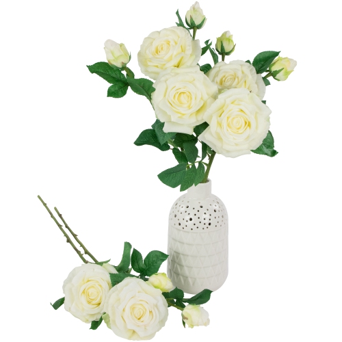 Real Touch™ White Artificial Rose Stems, Set of 6 - 26"