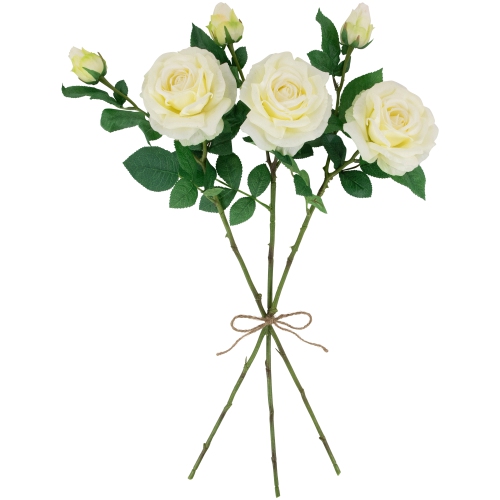 Real Touch™ White Artificial Rose Stems, Set of 6 - 26"