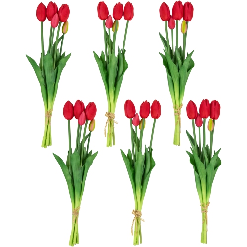 Real Touch™ Pink Artificial Tulip Floral Bundles Set of 6 - 18"