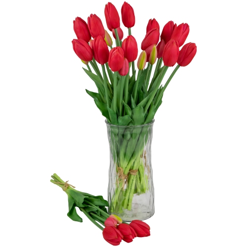 Real Touch™ Pink Artificial Tulip Floral Bundles Set of 6 - 18"