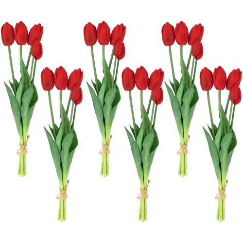 Real Touch™ Red Artificial Tulip Floral Bundles, Set of 6 - 18"