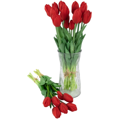 Real Touch™ Red Artificial Tulip Floral Bundles, Set of 6 - 18"
