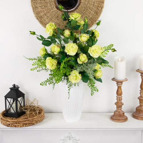 Real Touch™ Yellow and Green Artificial Rose Floral Sprays, Set of 6 - 35"