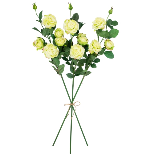 Real Touch™ Yellow and Green Artificial Rose Floral Sprays, Set of 6 - 35"