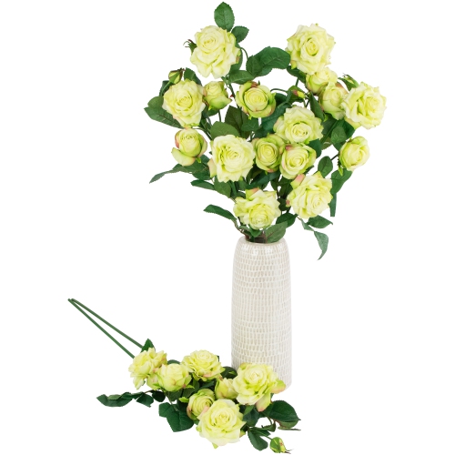 Real Touch™ Yellow and Green Artificial Rose Floral Sprays, Set of 6 - 35"