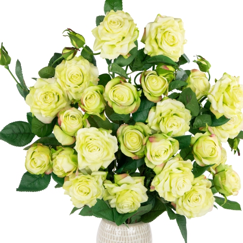 Real Touch™ Yellow and Green Artificial Rose Floral Sprays, Set of 6 - 35"