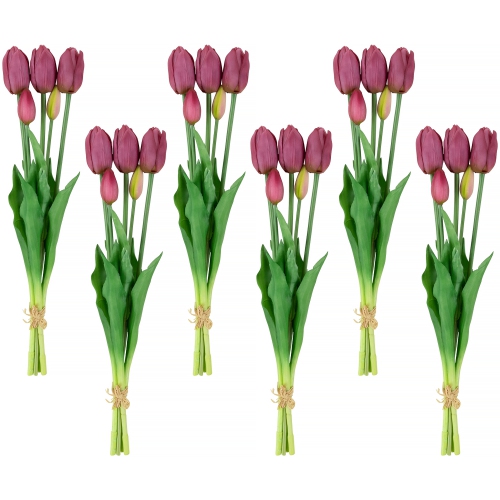 Real Touch™ Purple Artificial Tulip Floral Bundles, Set of 6 - 18"