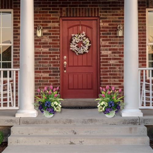 Real Touch™ Purple Artificial Tulip Floral Bundles, Set of 6 - 18"