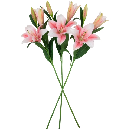 Real Touch™ Pink Artificial Lily Floral Stems, Set of 6 - 38"