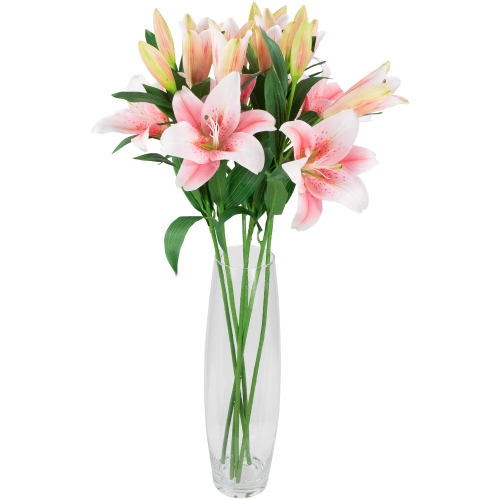 Real Touch™ Pink Artificial Lily Floral Stems, Set of 6 - 38"