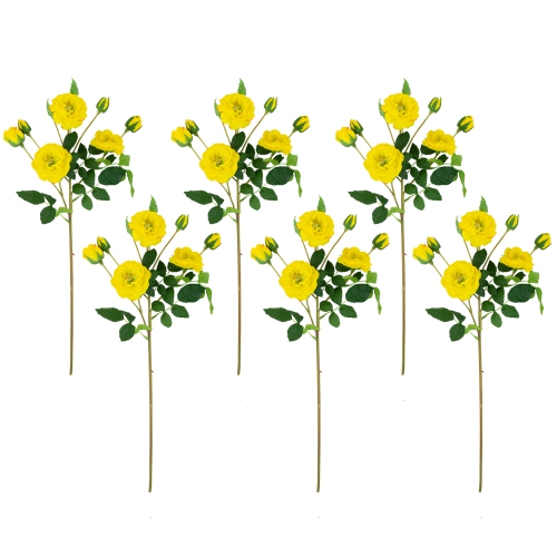 Real Touch™ Yellow Artificial Camellia Rose Floral Sprays, Set of 6 - 23"