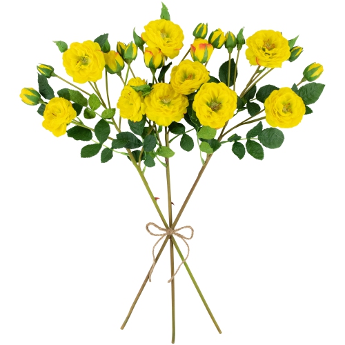 Real Touch™ Yellow Artificial Camellia Rose Floral Sprays, Set of 6 - 23"