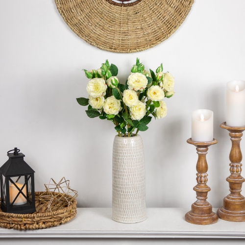 Real Touch™ White Artificial Camellia Rose Floral Sprays, Set of 6 - 23"