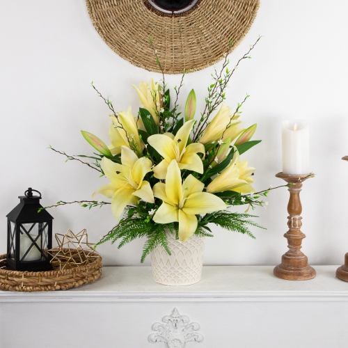 Real Touch™ Yellow Artificial Lily Floral Stems, Set of 5 - 38"