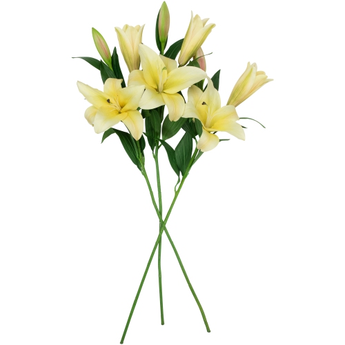 Real Touch™ Yellow Artificial Lily Floral Stems, Set of 5 - 38"