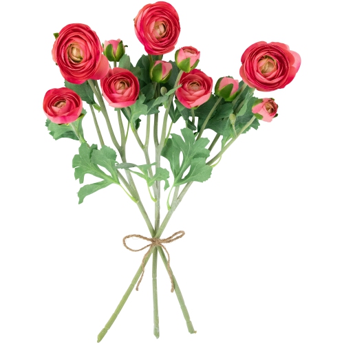 Real Touch™ Coral Pink Ranunculus Artificial Floral Sprays, Set of 6 - 21"
